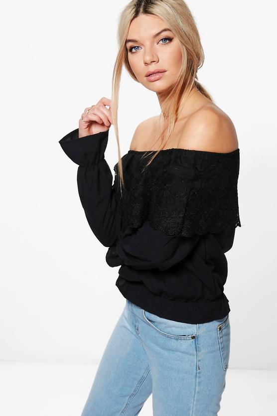 Lorna Lace Trim Bardot Top